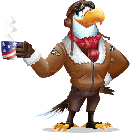 Eagle Aviator Cartoon Vector Character